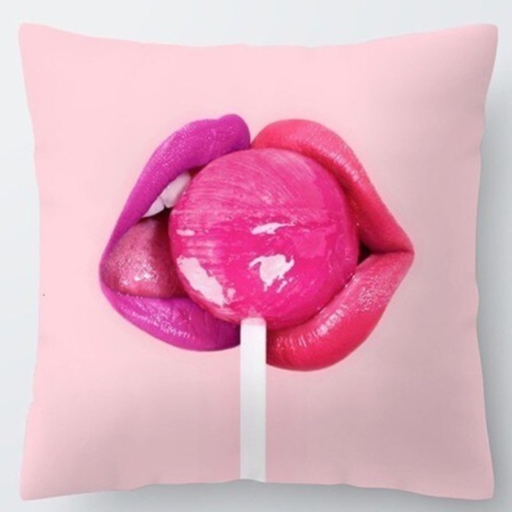 Sweetest kiss lollipops and lips pillow cushion cover NEW